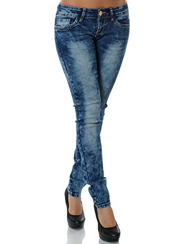 Damen Jeans Hose Skinny (Röhre) No 13756, Farbe:Blau;Größe:36 / S