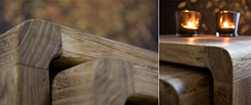 NEG Tisch-Set VINUJA (naturbraun) 3-tlg. Nachttisch/Beistelltisch (Echtholz: 44/36/28x35cm)2