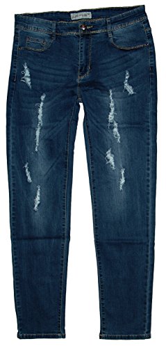 BigSpade Damen Stretch Jeans Hose, Vintage Style, B6538-D, blue destroyed, Gr.48 W38