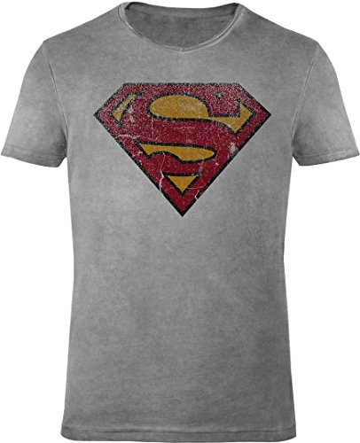 GOZOO Superman T-Shirt Vintage Logo Herren Oil Dye, 100% Baumwolle, Size 2XL