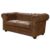 2-Sitzer Chesterfield Sofa Couch GRACE in braun mit Microfaserbezug Dekornägel