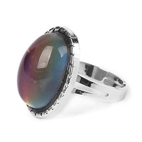 Phenovo Vintage Stil Oval Stimmung Schmuck Ring