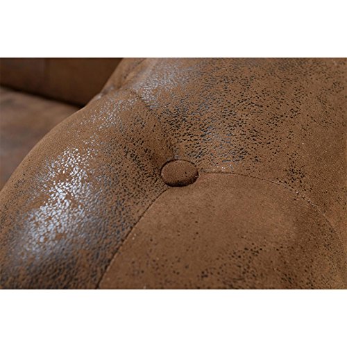 2-Sitzer Chesterfield Sofa Couch GRACE in braun mit Microfaserbezug Dekornägel2