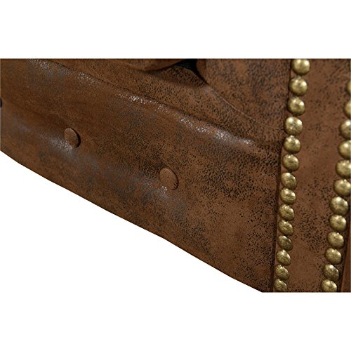 2-Sitzer Chesterfield Sofa Couch GRACE in braun mit Microfaserbezug Dekornägel1