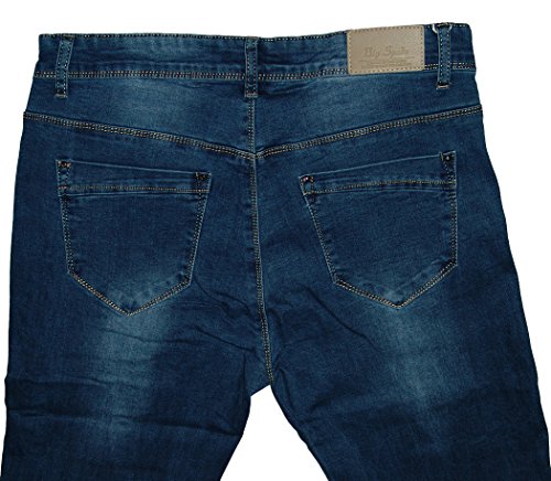 BigSpade Damen Stretch Jeans Hose, Vintage Style, B6538-D, blue destroyed, Gr.48 W381