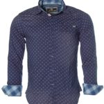ST. MORITZ Herren Langarm Hemd Shirt Vintage-Hemd Gemustert Blau M